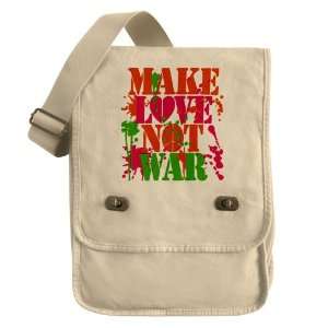   Field Bag Khaki Make Love Not War Peace Symbol Sign 