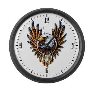  Large Wall Clock Bald Eagle with Feathers Dreamcatcher 