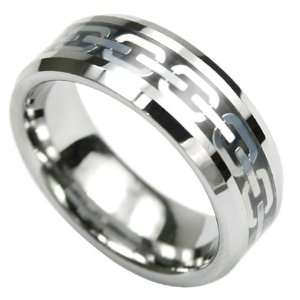 Satin/Polish Link Chain Design Tungsten Carbide Comfort fit Wedding 