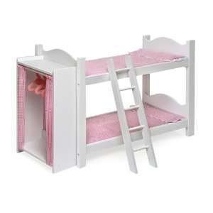  Best Quality Doll Bunk Beds w/Ladder and Storage Armoire 