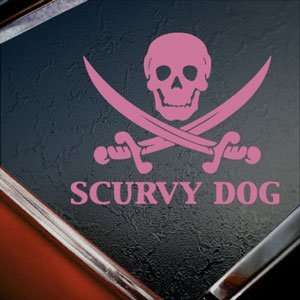  Scurvy Dog Skull Pink Decal Car Truck Window Pink Sticker 