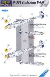   Models Decals 1/48 LOCKHEED P 38L LIGHTNING HONDURAS AIR FORCE  
