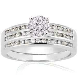  1.10 Ct Round Diamond Wedding Ring Set 14K SI1 F EGL 