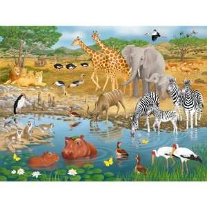 African Animals Super Sized Floor Jigsaw Puzzle 24pc : Toys & Games 