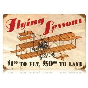  Flying Lessons Aviation Vintage Metal Sign   Garage Art 