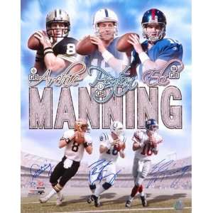  Archie, Peyton, & Eli Manning Signed Collage 16x20 Sports 