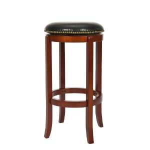   and Black Leather Nail Head Trim Backless Bar Stool
