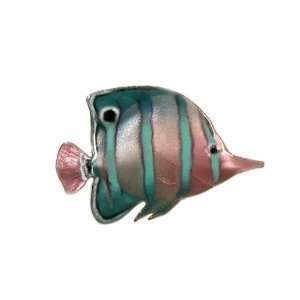   Bovano Enamel Wall Art Teal Long Nosed Butterflyfish!: Everything Else