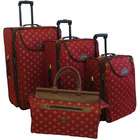  American Flyer Lyon Red 4 Piece Luggage Set