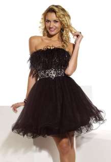 Ostrich Feathers Heavy Beaded Short Ball Gown 396  