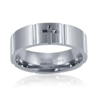 7mm Comfort Fit Engraved Cross Wedding Band (Choose Your Ring Size 8 
