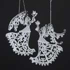   24 Clear and Frosted Curled Wing and Dress Angel Christmas Ornaments
