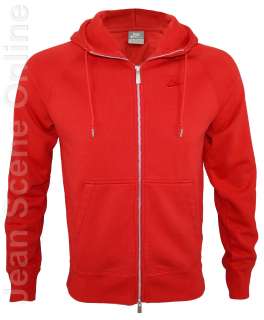 New Nike Mens Homme Full Zip Hooded Sweatshirt Jacket Red Hoodie Top 
