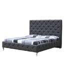 InSassy Bolero Black Leatherette Platform Queen Bed with Button Tufted 