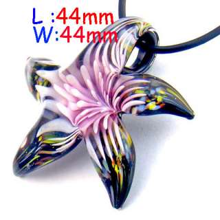   Lampwork Glass Flower Pendant Necklace Fashion 6 Colors to Choose