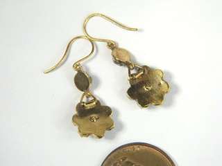 ANTIQUE BOHEMIAN GARNET GOLD DROP EARRINGS c1860 VERY PRETTY  