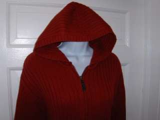 RALPH LAUREN Womens Fabulous CRANBERRY Red HOODIE Zip Front Sweater 