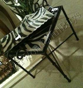   TRAY TOP TABLE Wrought Iron Animal Print Black Contemporary NEW  