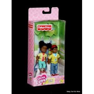 Fisher Price Loving Family Sister and Brother African American Dolls 