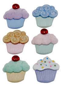 NOVELTY BUTTONS   LARGE DECORATED CUPCAKES  
