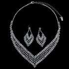   Bridal Necklace Earrings 2 Pcs Set   Wedding Bridesmaid Jewelry Sets