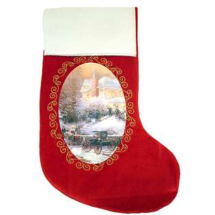  Thomas Kinkade Victorian Applique Plush Christmas Stocking #TK0135