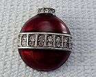   Rhinestone Christmas Ball Brooch Tree Decoration Red Jewelry Pin
