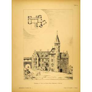1891 Print Castle Tyrol Georg Hauberrisser Architect   Original 