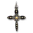   pendants Sterling Silver Antiqued & 18k Gold  Plated Cross Pendant
