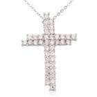Joolwe Sterling Silver and Cubic Zirconia Double Cross Pendant