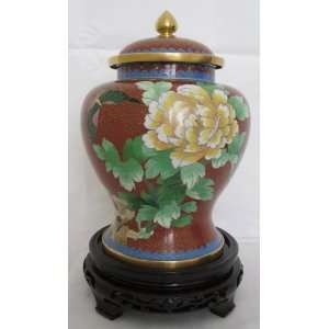   Urn Hong Kong Style Brown w/Flower and Butterfly (BH2905 001