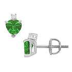 FineJewelryVault Diamond and Emerald Stud Earrings  14K White Gold 