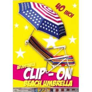 40 USA Print Adjustable Clip on Beach Umbrella American Flag Chair 