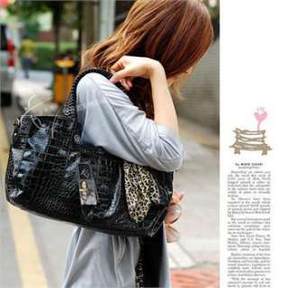 fashion Hobo Tote crocodile patent leather shoulder Hand bag with 