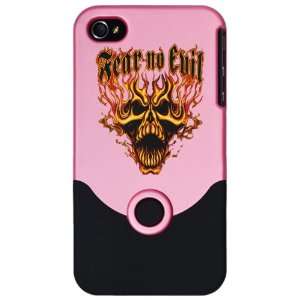 iPhone 4 or 4S Slider Case Pink Fear No Evil Flaming Skull 