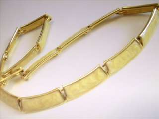 Marbled Ivory Color Inlay Gold Tone MONET Choker Necklace  