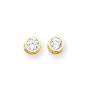  White Topaz Stud Earrings in 14k Yellow Gold Jewelry