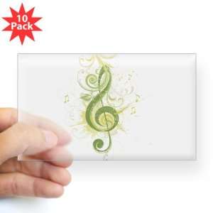    Sticker Clear (Rectangle 10Pk) Green Treble Clef: Everything Else