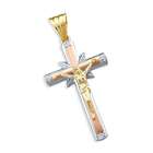 Enlightened Expressions 14K Yellow Gold Tri Color Crucifix Pendant 26 