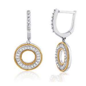   : 14k TWO TONE GOLD WOMENS EARRING LE 3837 DIAMOND 0.4CT TW: Jewelry