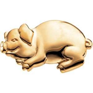 Elegant and Stylish 17.25X29.25 MM Bonnie The Pig Brooch in 14K Yellow 