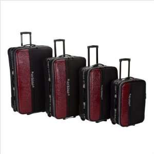  Four Piece Crocodile Stripe Luggage Set (Burgundy) (32H x 