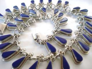   LAPIS NECKLACE TEARDROP MEXICO MEXICAN STERLING SILVER LAZULI  