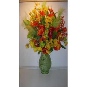   Yellow, Orange & Green Colorful Silk FLoral Bouquet: Everything Else