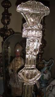   GERMAN c1780 SILVERED REPOUSSE 18TH CENTURY CANDLESTICKS 23+  