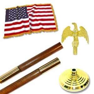  Indoor 4ft x 6ft US Flag Kit with 9ft Oak Pole Patio 