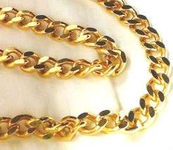 Vintage 18K Heavy Gold GP Curb Link Chain Necklace  