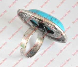 wholesale lots 15 Oversize tibet turquoise silver ring  