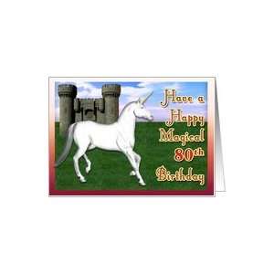  Magical 80th Birthday, Unicorn Castle Card Toys & Games
