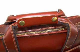   Cowhide Leather Case Briefcase Messenger Laptop Bag Brown 13  